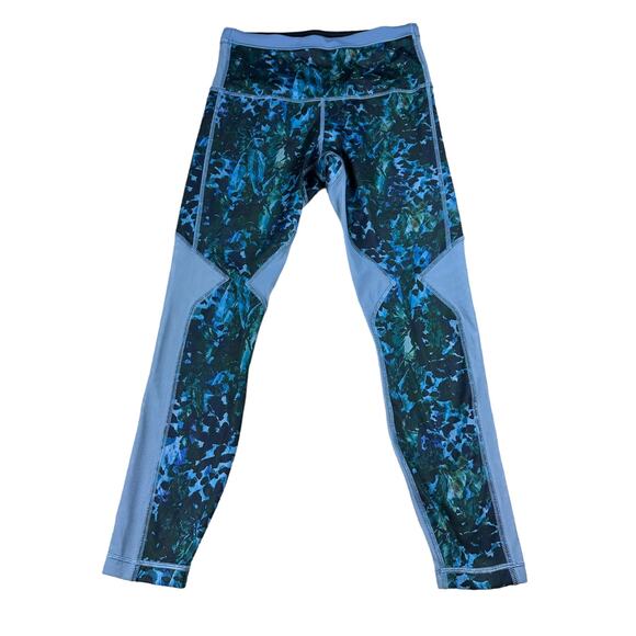 LULULEMON Women's Blue Running In The City Cropped Mesh Leggings Size 6 Yoga Gym - Picture 1 of 6